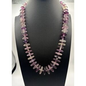 JAY KING MINE FINDS STERLING & FLOURITE GRADUATED DISC NECKLACE